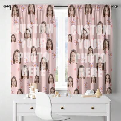 1 Peça Cortina Personalizada com Foto, Cortina Personalizada, Cortina com Imagem Personalizada, Presente de Aniversário, Presente Personalizado de Decoração para Casa
