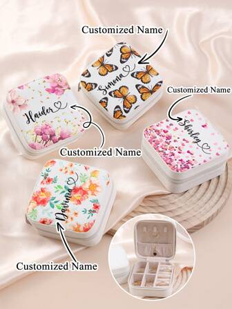 1pc Customized Name Jewelry Storage Box With Butterfly Flower Customizable Name Storage Box Personalized Gifts For Bridesmaids, Friends, Girlfriends, Mothers, Teachers,Halloween Gifts, Christmas Gifts,Customized Gifts For Women,Multi-Functional, Ornamental,Reusable,Exquisite,Stylish,High-Quality,Colorful,Modern,Custom,Personalized,Unique,Ideal Gifts For Him,Ideal Gifts For Her,Tea Room,Home,Garden,Office,For Anniversaries,For Valentine's Day,For Mother's Day,For Birthdays,For Father's Day,For Graduation,For Weddings,For Housewarming,Warm Ambience,Home & Living,Customized Jewelry Boxes