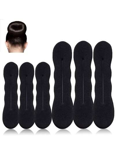 6 pièces Ensemble de formateurs de chignon en éponge pour femmes, outil de coiffure parfait pour créer des chignons hauts, des chignons et des coiffures relevées, noir, outils de coiffure, accessoires pour cheveux