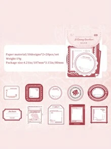 20pcs/Pack Vintage Embossed Memo Cards Decorative Background Papers For Diary/Scrapbooking Back To School - Multicolor - View 6