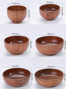 1 件或 6 件/套木碗、木制搅拌碗、沙拉碗、装饰桌面碗，适用于家庭、办公室、派对、圣诞节礼物、感恩节、学校用品 - 棕色 - 查看 6