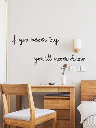 1pc Slogan Graphic Wall Sticker, Simple Black PVC Letter Graphic Wall Sticker For Home Decoration, Stickers, Wall Decal, Vinyl Decal For Home Decorations, Spring Decoration Items Refresh Your Home, Festival Decoration Stickers Gifts Birthday Graduation