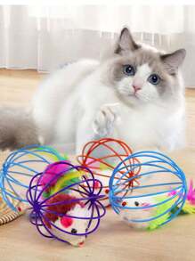 1 a 6 piezas Juguetes para gatos de ratones de peluche rellenos de plumas de colores alegres, con pintura ligeramente descascarada en el punto de sujeción pero que no afecta el juego del gato