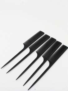 Set de 5 peines de dientes finos de plástico, peines para estilismo de cabello, adecuados para mujeres