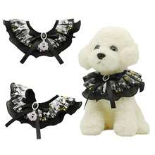 可调节万圣节宠物项圈，带围兜，适用于猫和狗 - 黑色 - 查看 1