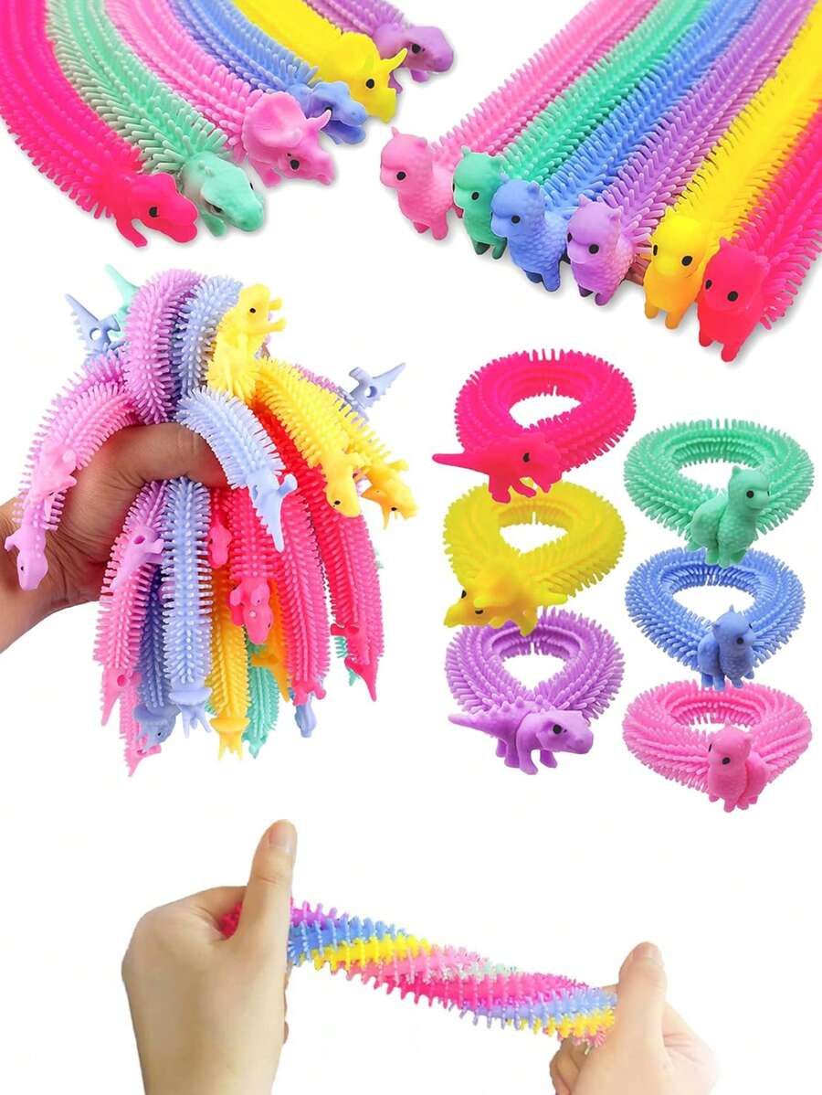4 sztuki - rozciągliwy sznurek Fidget Party Favors, sensoryczne Fidget Stretch Party Favors, sensoryczne sznurki z makaronu dla dorosłych, łagodzenie stresu, upominki na imprezę, sensoryczne sznurki z makaronu dinozaurów, teksturowany elastyczny sznurek dla dorosłych, łagodzenie stresu, upominki na imprezę, świąteczne wypełniacze skarpet, sensoryczny Fidget Worm Stretch na upominki na imprezę, dla dorosłych, łagodzenie stresu, uspokajający i relaksujący prezent dla dorosłych, łagodzenie stresu i lęku, upominki na imprezę, wypełniacze do torebek, łagodzenie stresu u dorosłych, upominki na imprezę, boże narodzenie - Wielokolorowe - Zobacz 1