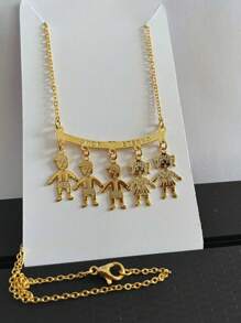 Necklace 3 Boys 2 Girls 18K Gold Plated Women's - Vàng - Xem 2