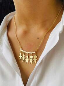 Necklace 3 Boys 2 Girls 18K Gold Plated Women's - Vàng - Xem 1