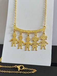 Necklace 3 Boys 2 Girls 18K Gold Plated Women's - Vàng - Xem 3