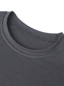 Tween Girl High Five Puppy Print Crew Neck Short Sleeve T-Shirt Top, Summer - Dark Grey - View 4