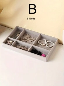 1/4pcs Jewelry Storage Box Tray With Drawers, Compartments For Earrings Rings Necklaces Display, Makeup Vanity Organizer,For Holiday Beach, Bathroom Collection, Bedroom Collection, Large Capacity - Grey - View 18