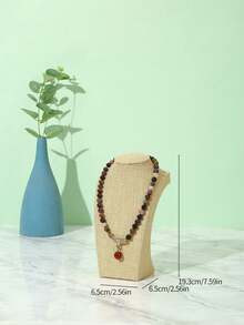 亚麻和天鹅绒项链胸围珠宝展示架，项链架，珠宝展示模特展示柜 - 亞麻色 - 查看 7