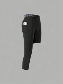 KOVSEE 2PCS Gym Running Workout Basketball With Pockets Letter Waistband Webbing Sports Leggings Gift