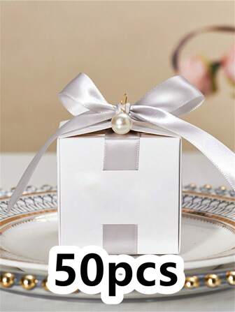 50pcs Personalized Gift Packaging Box For Weddings & Special Events, Custom-Made For Elegant Celebrations, Perfect For Wedding, Birthday, Baptism