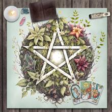 1 件装日月花卉植物塔罗牌布祭坛塔罗牌桌布 Wiccan 铺顶布精神巫术桌用于占卜巫术占星术塔罗牌垫、塔罗牌夹、巫术用品、巫师符文 - 彩色 - 查看 2