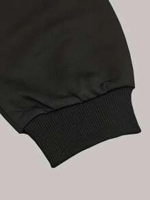 Plus Size Sportswear Two Piece Set, Women's Plus Size Slogan Printed Long Sleeve Crew Neck Sweatshirt And Jogger Sweatpants Two Piece Set - màu đen - Xem 6