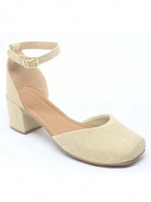 Women's Sandals With Medium Thick Heel And Closed Toe, Comfortable And Fashionable - 米色 - 查看 2