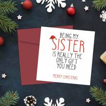 1pc Funny Friendship Christmas Greeting Card For Sister - Personalized Sibling Holiday Card - Humorous Paper Card With Envelopes For Christmas, Birthday & Thanksgiving - Multicolor - View 4