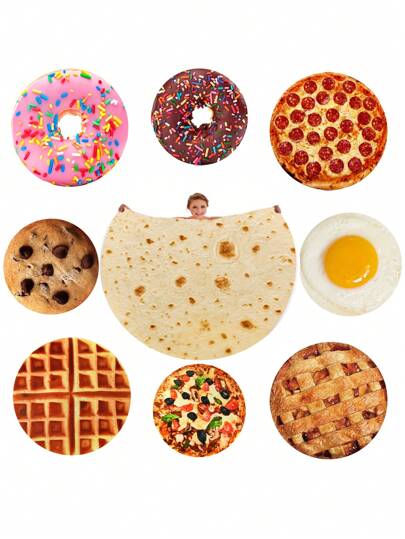 1pc Tortilla/Flatbread Blanket, Soft Throw Blanket, Warm Bed Blanket, Funny Food Round Blanket For Adult Men And Women, Novelty Realistic Cookie Blanket, Oversized Unique Food Blanket For All