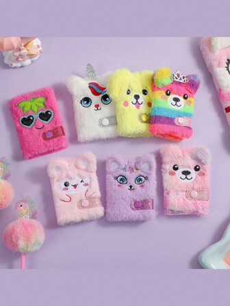 1st Random Mini Unicorn Plush Notebook med knappficka, för studenter