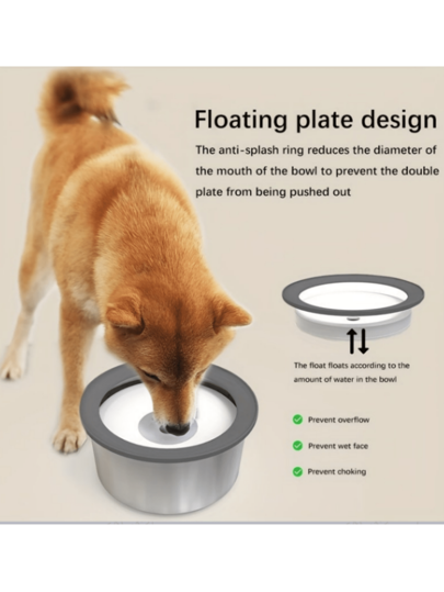 Dispensador de agua para perros, dispensador de agua para gatos, tazón flotante de agua para mascotas, dispensador de agua de suspensión sin boca húmeda, gran capacidad, antifugas y antichoque, dispensador de agua de acero inoxidable para gatos y perros