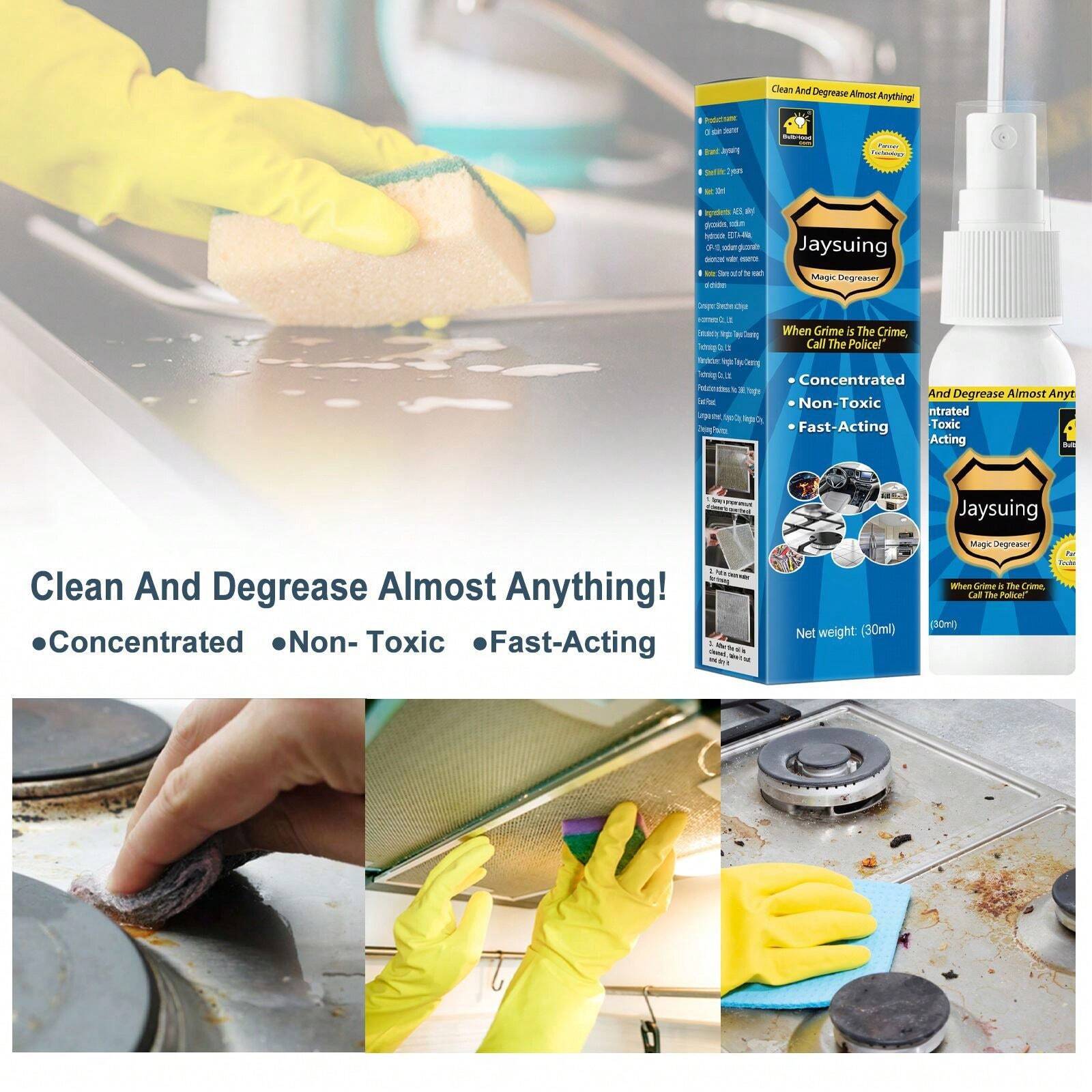 JueFish 4 Pcs Oil Stain Cleaner, Kitchen Range Hood Heavy Oil Stain