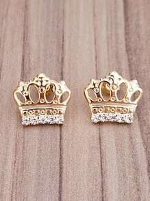 Queen's Crown Earring 18k Gold Plated Antiallergic - 金黃色 - 查看 2