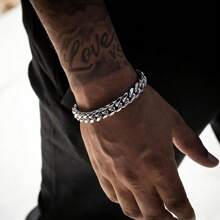 Brazalete de eslabones de acero de titanio premium para hombres