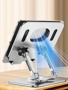 Soporte para portátil con base giratoria de 360°, elevador de computadora ergonómico para escritorio, altura ajustable y ángulo múltiple, soporte plegable para portátil, soporte metálico estable que admite portátiles de 4-13", color gris plata - Gris - Ver 6