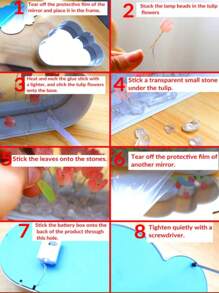 1 Miếng DIY Creative Qủa tặng Hoa uất kim hương Biển Đèn ngủ Với 10 Hoa Đối với Nhà Trang trí , Trang trí ngày lễ , Trang trí tường , Cắm trại , Buổi tiệc , Quà sinh nhật ; Cũng Như A Gương - Hồng - Xem 5