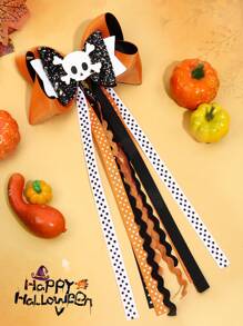 1pc Halloween Curly Hair Clip, Suitable For Girls, Shiny Scary Bloody Eyeball Curly Bow Crocodile Clip Skull Ghost Hairpin, Halloween Cosplay Party Hair Clip, Costume Hair Clip, Children's Hair Accessory - Multicolor - View 12