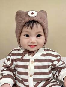 1 chiếc mũ len che tai họa tiết quả dâu tây cho trẻ mới biết đi, mũ len mùa đông ấm áp cho trẻ sơ sinh - 1PC - Xem 9