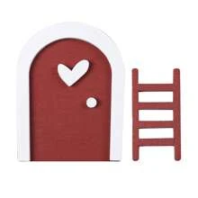 1pc Outdoor Cute Love  Door Courtyard Micro Landscape Layout Mini Ladder Decoration Wooden Crafts Garden Fairy Tale Small Door Ornaments - Multicolor - View 12