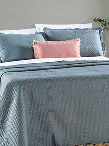 Double Bedspread Kit 200 Thread Count Percale 4 Pieces With Bag And Embroidered Pillowcase - 灰色 - 查看 1