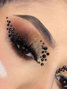 1 Sheet Black Glitter Face Jewelry Sticker Eyeshadow Crystal Makeup Art Eye Body Face Jewels Bady Makeup Tools Eyeliner Temporary Self Adhesive Nail Beauty Eye Rhinestone