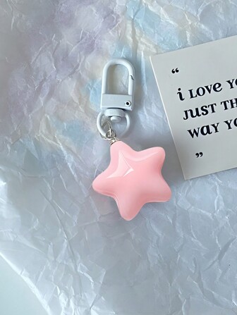 1入組可愛胖奶黃星形鑰匙扣，帶柔軟五角星吊墜，適合學生、女孩、情侶等