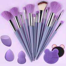 Makeup Brush 13pcs Brushes Set3pcs Cosmetic Makeup Sponge1pcs Makeup Brush Cleaning Box Beauty Tool Eyeshadow Blush Professional Brushes,Brush Set,Makeup Brush Kit,Make Up Brush Set,Make Up Set Complete,Makeup Brush Set,Complete Makeup Kit,Brush Kit,Brushes Makeup Set,Makeup Gift Set,Set - Purple - View 14