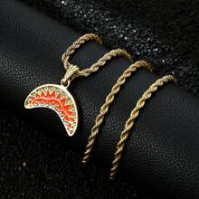 1 Pc Classic Twisted Chain Necklace, Fashionable Watermelon Pendant Hiphop Rhinestone Cartoon Necklace, Versatile Punk Style