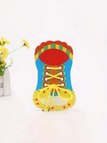 早教鞋带穿线教学玩具，幼儿园小朋友学习系鞋带，蝴蝶结画拼图玩具，手工DIY玩具制作套装，适合儿童圣诞节及 - 彩色 - 查看 12