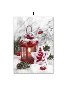1 pièce Peinture sur canevas Artwork Mur Arbre de pin d'hiver Père Noël Renne Bonhomme de neige Décoration de maison Affiches Impressions Images murales pour salon Sans cadre, Décoration de Noël, Cadeau de Noël