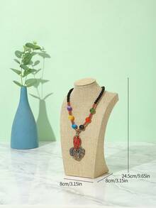 亚麻和天鹅绒项链胸围珠宝展示架，项链架，珠宝展示模特展示柜 - 亞麻色 - 查看 11