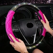 Phụ kiện bọc vô lăng xe ô tô bằng đá Rhinestone sang trọng mới, Phụ kiện thời trang mùa đông không thể thiếu cho phụ nữ - Một cỡ - Xem 1