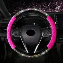 Phụ kiện bọc vô lăng xe ô tô bằng đá Rhinestone sang trọng mới, Phụ kiện thời trang mùa đông không thể thiếu cho phụ nữ - Một cỡ - Xem 4