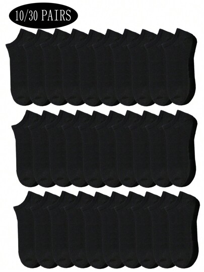 10/30/50 pares de calcetines de tobillo casuales y respirables de unicolor para hombre