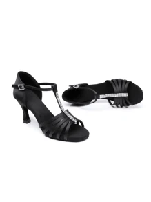7.5cm Heel Women Black Shoes,Brown,Beige &Golden Heels Latin Dance Shoes Satin Professional Ballroom Wedding Parties Salsa Practice Performance Dance Shoes High Quality Satin Upper, Soft & Silky. High Elastic Latex Midsole