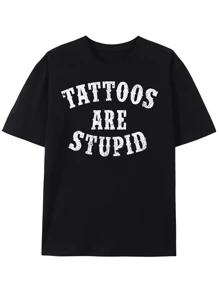 Tattoos Are Stupid Funny Sarcastic Ink Addict Tattoo Men T-Shirt - màu đen - Xem 1