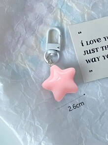 1入組可愛胖奶黃星形鑰匙扣，帶柔軟五角星吊墜，適合學生、女孩、情侶等