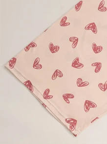 3 pièces Pantalons de pyjama casual pour femmes grande taille, pantalons capris d'intérieur amples à taille élastique avec imprimé cœur et nœud, grande taille