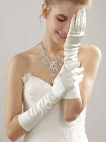 1 件婚礼仪式长款尼龙手套新娘手套派对手套防晒手套舞蹈表演手套万圣节秋季服装女士 - 彩色 - 查看 1