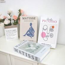 1 pieza Caja con forma de libro abierta para almacenamiento, accesorios de decoración de escritorio con apariencia de libro de lujo, caja de almacenamiento con forma de libro simulado moderno, modelo de libro en inglés, mejor regalo - Multicolor - Ver 4